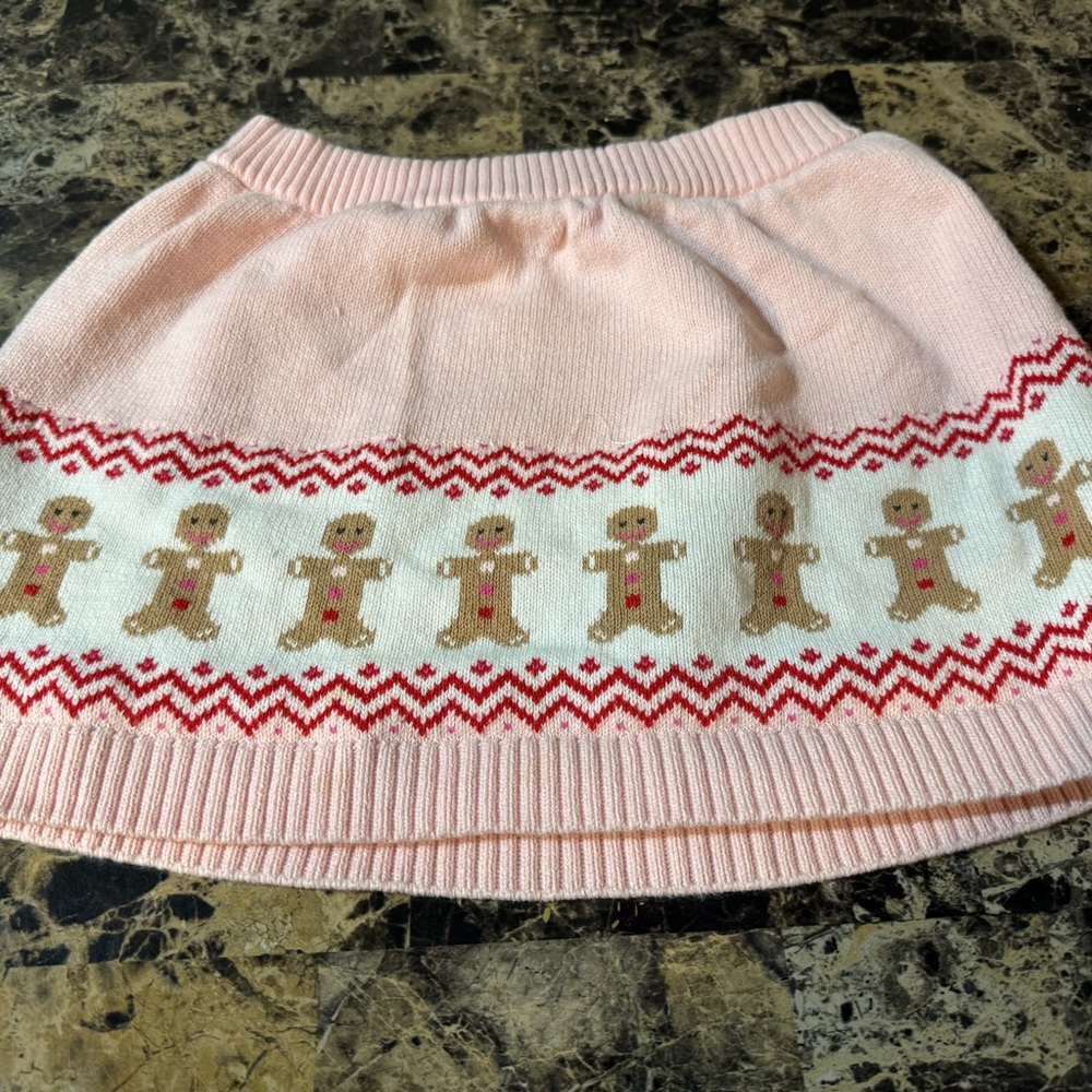 Gymboree Pink A-Line Skirt with Gingerbread Design